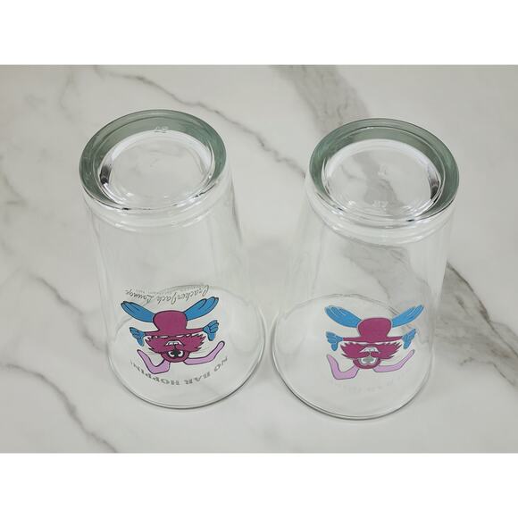 Rabbit Pink Logo Pizza Pint Beer Clear Glass 16oz Drinkware 5 3/4" Brewery x2 - Picture 9 of 11